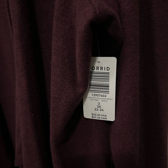 Torrid - Size 3 (22-24) - Plush Wine Cardigan - Picture 3 of 4